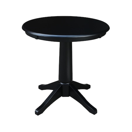 International Concepts Round 30 in Round Top Pedestal Table, 28.9 inH, Black, 30 W, 30 L, 29.9 in H, Wood, Black K46-30RT-27B